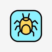 Icon Line Color Bug malware button. Technology and system concept, Outline Fill Color style. vector