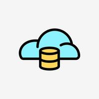 Icon Line Color Cloud system and storage database. Technology and system concept, Outline Fill Color style. vector