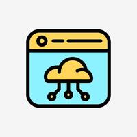 Icon Line Color web window panel with Cloud system. Technology and system concept, Outline Fill Color style. vector