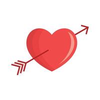Heart with arrow icon in flat style. Valentines day illustration on isolated background. Amour sign business concept. vector