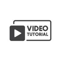 Play tutorials icon in flat style. Education software illustration on isolated background. Webinar training sign business concept. vector