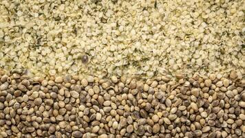 hemp seeds and hearts background photo