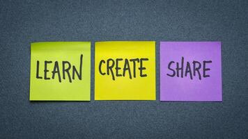 learn, create, share - reminder notes photo