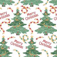 Seamless pattern with Christmas tree. holiday texture in flat style. Merry Christmas and Happy New Year. Suitable for wallpaper, wrapping paper, fabric, etc. vector