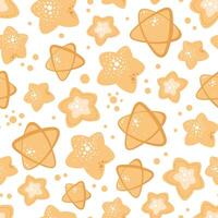 Seamless pattern with golden Christmas stars. holiday texture in flat style. Suitable for wallpaper, wrapping paper, fabric, etc vector