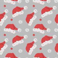Seamless pattern with Santa hat. holiday texture in flat style. Merry Christmas and Happy New Year. Suitable for wallpaper, wrapping paper, fabric, etc. vector