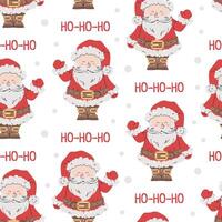 Seamless pattern with cute Santa Claus. holiday texture in flat style. Suitable for wallpaper, wrapping paper, fabric, etc. vector