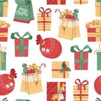 Seamless pattern with Christmas gift boxes. holiday texture in flat style. Suitable for wallpaper, wrapping paper, fabric, etc. vector