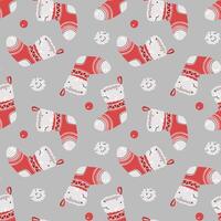 Seamless pattern with Christmas stocking. holiday texture in flat style. Merry Christmas and Happy New Year. Suitable for wallpaper, wrapping paper, fabric, etc. vector