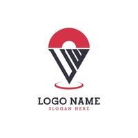 UW Location Icon Design. Modern UW Pinpoint Logo for Navigation, Map Apps, and Location Based Businesses vector