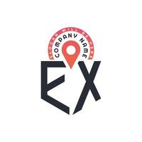EX Location Logo Design for Human Resources, Recruitment, and Navigation - Letter EX Logo with Location Icon for Business and Technology vector