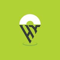 Letter HY Location Logo Design. Modern Initials HY Pinpoint Logo for Navigation, Map Apps, and Location Based Businesses vector