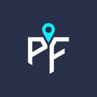 PF Location Logo Design for Recruitment and Navigation - Letter PF Logo Icon vector