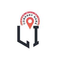 LI Location Logo Design for Human Resources, Recruitment, and Navigation - Letter LI Logo with Location Icon for Business and Technology vector