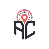 AC Location Logo Design for Human Resources, Recruitment, and Navigation - Letter AC Logo with Location Icon for Business and Technology vector