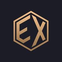 Elegant Hexagon Letter EX Logo Design. Initial Luxurious EX Logo Template vector