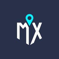 MX Location Logo Design for Recruitment and Navigation - Letter MX Logo Icon vector