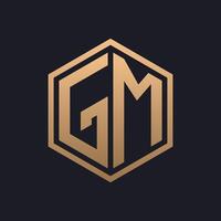 Elegant Hexagon Letter GM Logo Design. Initial Luxurious GM Logo Template vector