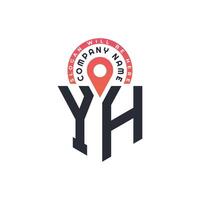 YH Location Logo Design for Human Resources, Recruitment, and Navigation - Letter YH Logo with Location Icon for Business and Technology vector