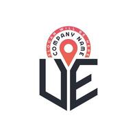UE Location Logo Design for Human Resources, Recruitment, and Navigation - Letter UE Logo with Location Icon for Business and Technology vector