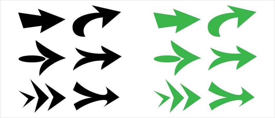 Set black green arrow design illustration