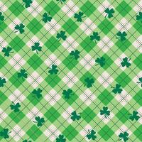 Seamless Saint Patrick With Shamrock Leaves On Plaid Pattern vector