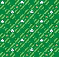 Seamless Saint Patrick Clover Leaves With Check Pattern vector