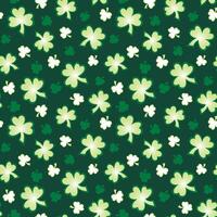 Seamless Saint Patrick Pattern With Shamrock Leaves On Green Background vector