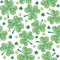 Seamless Saint Patrick Shamrock Leaves Pattern On White Background vector