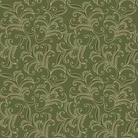 Seamless Scroll Ornate Floral Pattern On Green Background vector