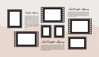 Pictures or photos frame collage, page grid layout abstract photo frames and digital photo wall template vector