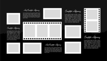 Collage grid photo effect template design vector