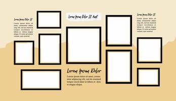 Pictures or photos frame collage layout abstract photo frames and digital photo wall template vector