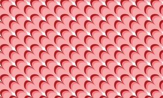 pattern of red heart shapes, arranged in an array that resembles scales on the back of sea creatures or fish skin vector
