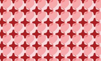 Red and Pink Cross Pattern Geometric Background, Red Crosses on Pink Repeating Pattern, Red and Pink Cross Mosaic Texture, Cross Harmony Stylish Design, Cross Symphony Rhythmic Pattern vector