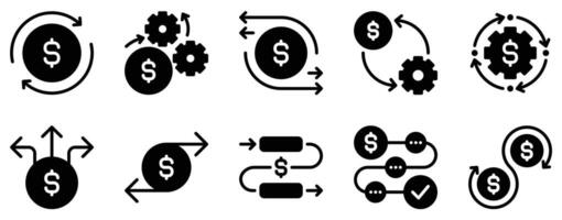 Cash Flow Icon Set Streamlined Solid Style Collection for Financial Management vector