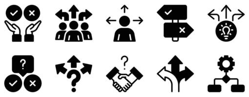 Decision Icon Set Thoughtful Solid Style Collection for Strategic Choices vector