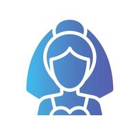 bride Flat Gradient Icon White Background vector
