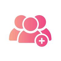 add friend Flat Gradient Icon White Background vector