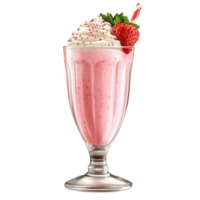 Delicious Strawberry Milkshake with Whipped Cream and a Straw png