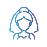 bride Line Gradient Icon White Background vector