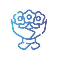flower Line Gradient Icon White Background vector