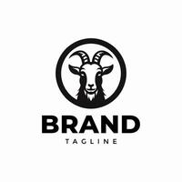 goat head inside circle logo design template for brand business company vector