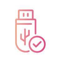 usb Line Gradient Icon White Background vector