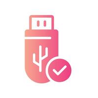 usb Flat Gradient Icon White Background vector