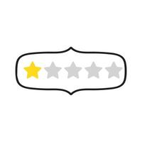 Badge with 1 star rating review. Customer experience. Hand drawn design. Illustration on white background. vector