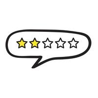 Low evaluation of service delivery. Speech bubble with two star. outline hand drawn illustration on white background. vector