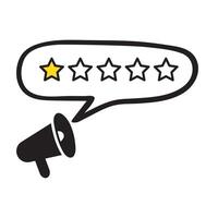 Megaphone with a bubble. Low rating of service provision. Negative review. illustration on white background. vector