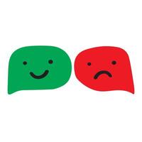 Happy and unhappy faces. Speech bubbles. Hand drawn illustration on white background. vector