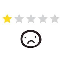 Unhappy face. Low rating. Customer experience. Outline illustration on white background. vector